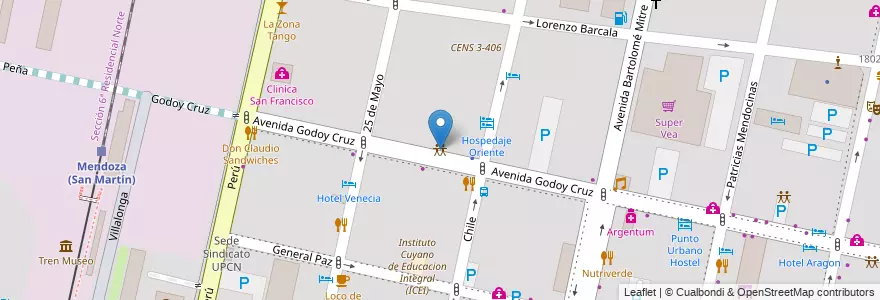 Mapa de ubicacion de Club Italiano en الأرجنتين, تشيلي, Mendoza, Departamento Capital, Ciudad De Mendoza.