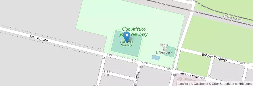 Mapa de ubicacion de Club Jorge Newbery en Argentinië, Santa Fe, Departamento General López, Municipio De Rufino.
