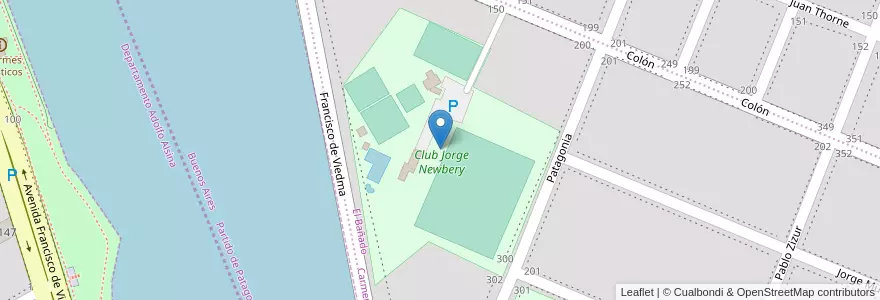Mapa de ubicacion de Club Jorge Newbery en آرژانتین, استان ریو نگرو، آرژانتین, Departamento Adolfo Alsina, Viedma, Viedma.