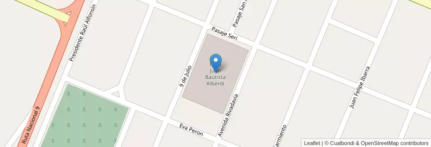 Mapa de ubicacion de Club Juan Bautista Alberdi en 아르헨티나, Santiago Del Estero, Departamento Loreto.