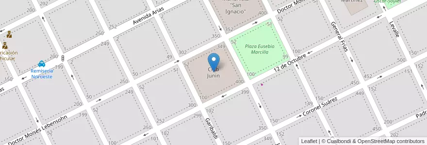 Mapa de ubicacion de Club Junín en アルゼンチン, ブエノスアイレス州, Partido De Junín, Junín.
