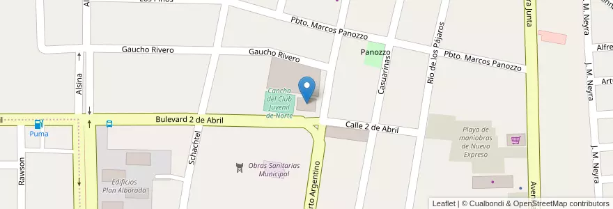 Mapa de ubicacion de Club Juvenil del Norte en 阿根廷, 恩特雷里奥斯省, Departamento Gualeguaychú, Gualeguaychú, Gualeguaychú, Distrito Costa Uruguay Sur.