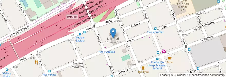 Mapa de ubicacion de Club Juventud de Saavedra, Saavedra en آرژانتین, Ciudad Autónoma De Buenos Aires, Comuna 12, Partido De Vicente López, Buenos Aires, Vicente López.