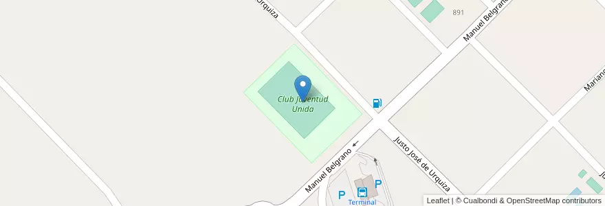 Mapa de ubicacion de Club Juventud Unida en Arjantin, Buenos Aires, Partido De Hipólito Yrigoyen.