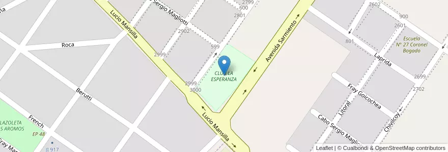 Mapa de ubicacion de CLUB LA ESPERANZA en Arjantin, Buenos Aires, Partido De San Pedro, San Pedro.