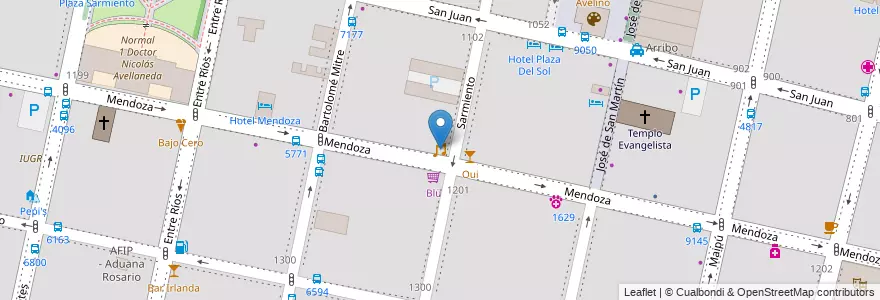Mapa de ubicacion de Club Latino en Argentina, Santa Fe, Departamento Rosario, Municipio De Rosario, Rosario.