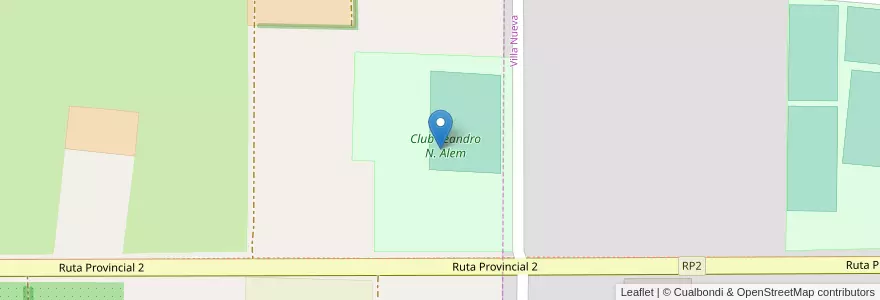Mapa de ubicacion de Club Leandro N. Alem en 아르헨티나, Córdoba, Departamento General San Martín, Pedanía Villa Nueva, Municipio De Villa Nueva, Villa Nueva.