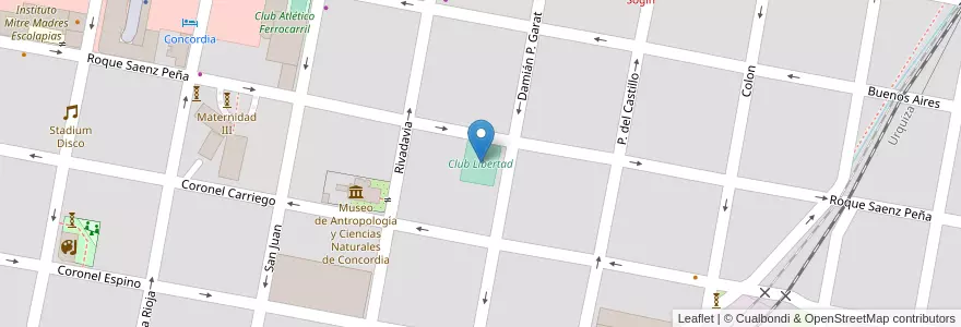 Mapa de ubicacion de Club Libertad en Argentinië, Entre Ríos, Departamento Concordia, Distrito Suburbios, Concordia, Concordia.