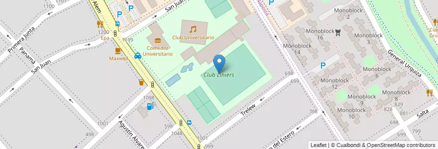 Mapa de ubicacion de Club Liniers en Argentina, Buenos Aires, Partido De Bahía Blanca, Bahía Blanca.