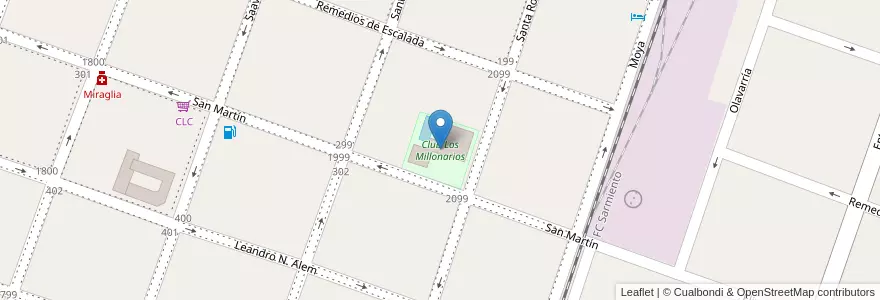 Mapa de ubicacion de Club Los Millonarios en 阿根廷, 布宜诺斯艾利斯省, Partido De Bragado, Bragado.