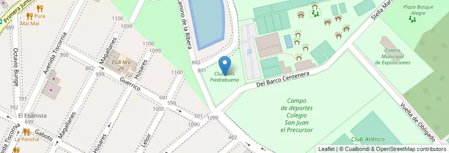 Mapa de ubicacion de Club Luis Piedrabuena en アルゼンチン, ブエノスアイレス州, Partido De San Isidro, San Isidro.