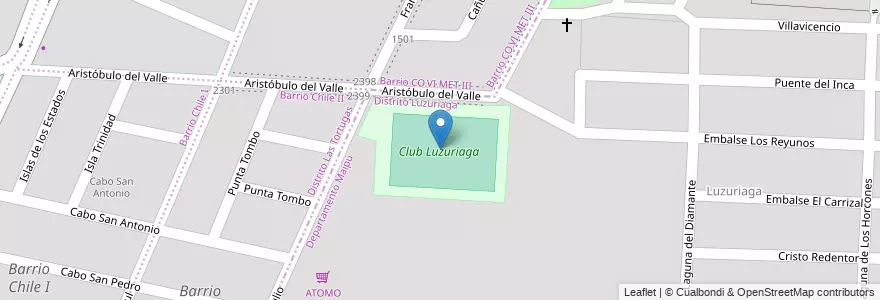 Mapa de ubicacion de Club Luzuriaga en Argentine, Chili, Mendoza, Godoy Cruz, Distrito Luzuriaga, Maipú.