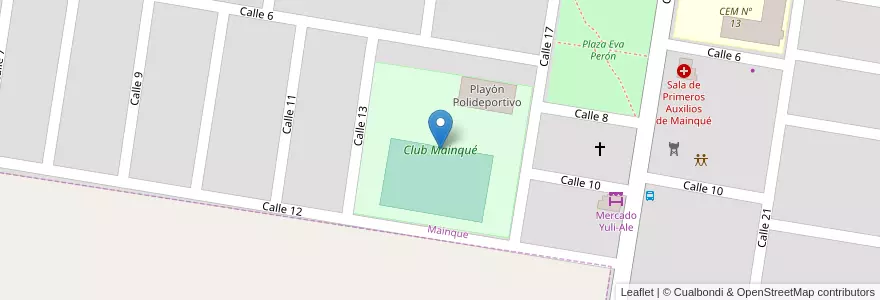 Mapa de ubicacion de Club Mainqué en آرژانتین, استان ریو نگرو، آرژانتین, Departamento General Roca, Municipio De Mainqué, Mainque.
