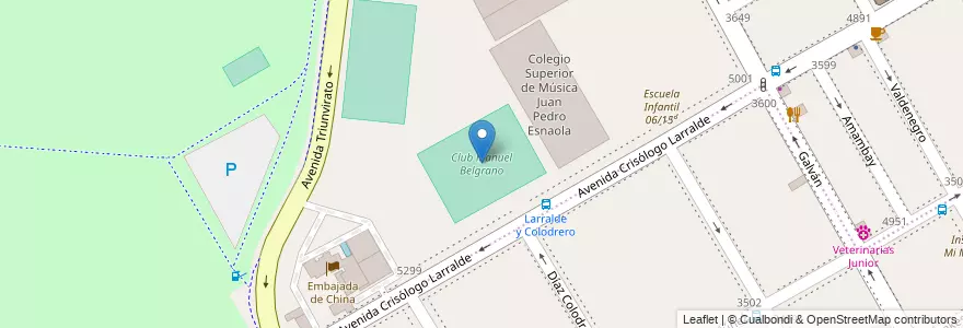 Mapa de ubicacion de Club Manuel Belgrano, Saavedra en 阿根廷, Ciudad Autónoma De Buenos Aires, Comuna 12, 布宜诺斯艾利斯.