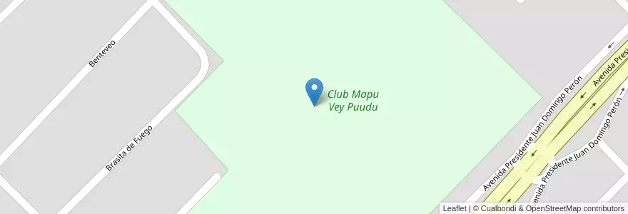 Mapa de ubicacion de Club Mapu Vey Puudu en Argentine, La Pampa, Departamento Toay, Municipio De Toay, Toay.