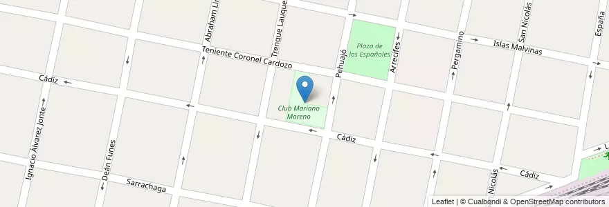 Mapa de ubicacion de Club Mariano Moreno en 아르헨티나, 부에노스아이레스주, Partido De Morón, Castelar.