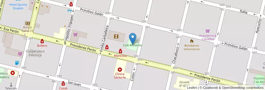 Mapa de ubicacion de Club Matienzo en Argentinië, Santa Fe, Departamento General López, Municipio De Rufino.