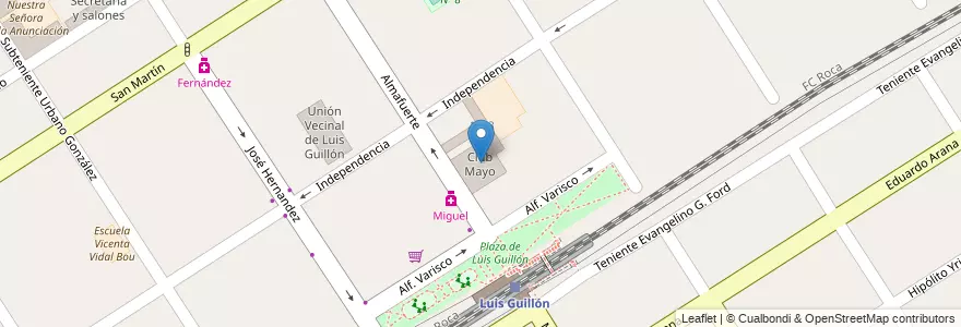 Mapa de ubicacion de Club Mayo en アルゼンチン, ブエノスアイレス州, Partido De Esteban Echeverría, Luis Guillón.