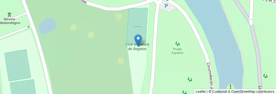 Mapa de ubicacion de Club Mendoza de Regatas en Argentinien, Chile, Mendoza, Departamento Capital, Sección 9ª Parque General San Martín, Ciudad De Mendoza.