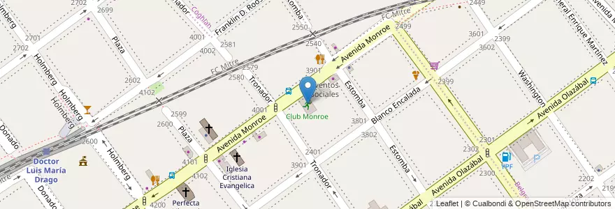 Mapa de ubicacion de Club Monroe, Villa Urquiza en Аргентина, Буэнос-Айрес, Comuna 12, Буэнос-Айрес.