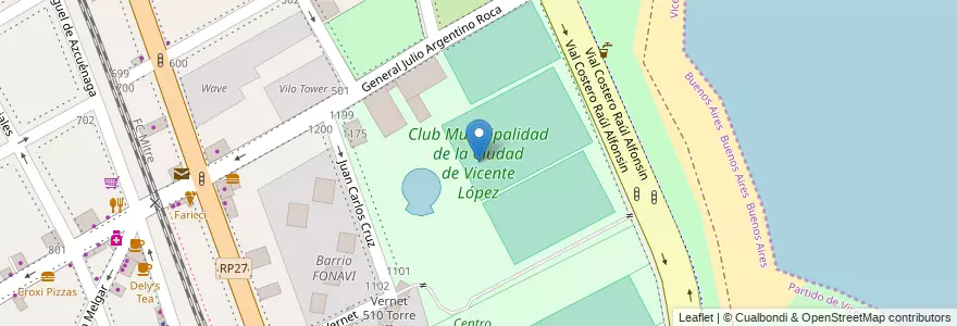 Mapa de ubicacion de Club Municipalidad de la Ciudad de Vicente López en アルゼンチン, ブエノスアイレス州, Partido De Vicente López, Vicente López.