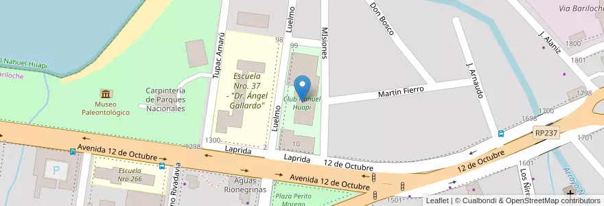 Mapa de ubicacion de Club Nahuel Huapi en 아르헨티나, 칠레, 리오네그로주, Departamento Bariloche, Municipio De San Carlos De Bariloche, San Carlos De Bariloche.