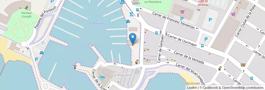 Mapa de ubicacion de Club nàutic des Portitxol en Sepanyol, España (Mar Territorial), Kepulauan Balearic.