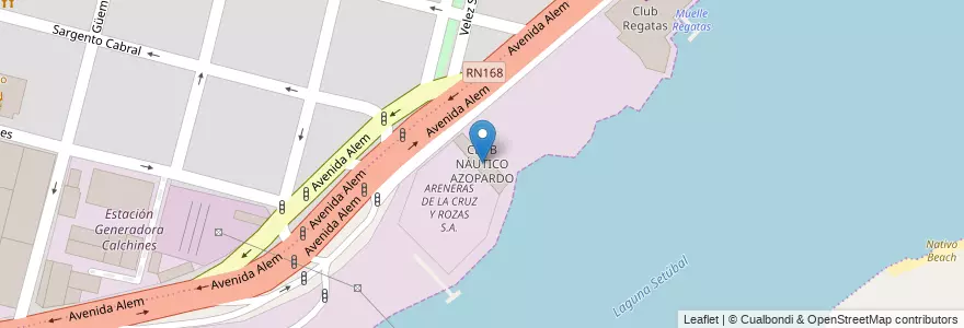 Mapa de ubicacion de CLUB NÁUTICO AZOPARDO en الأرجنتين, سانتا في, إدارة العاصمة, سانتا في العاصمة, سانتا في.
