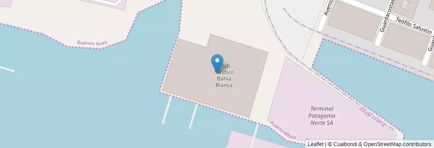 Mapa de ubicacion de Club Náutico Bahía Blanca en Argentinien, Provinz Buenos Aires, Partido De Bahía Blanca.