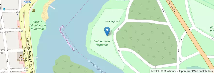 Mapa de ubicacion de Club nautico Neptunia en Argentinië, Entre Ríos, Departamento Gualeguaychú, Distrito Costa Uruguay Norte, Gualeguaychú, Gualeguaychú.
