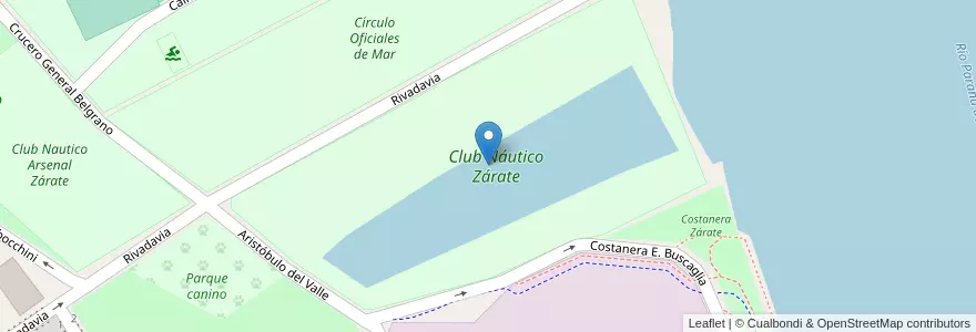 Mapa de ubicacion de Club Náutico Zárate en アルゼンチン, ブエノスアイレス州, Partido De Zárate.