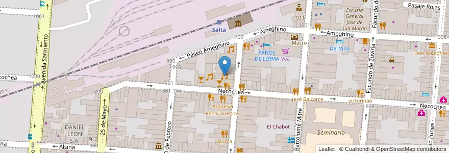 Mapa de ubicacion de Club Nueve XXI en Аргентина, Сальта, Capital, Municipio De Salta, Salta.