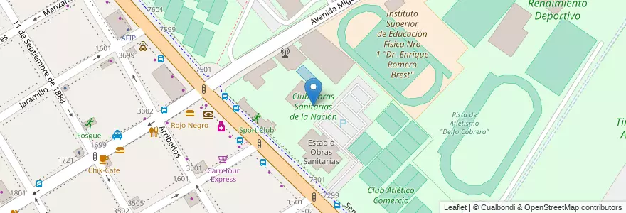 Mapa de ubicacion de Club Obras Sanitarias de la Nación, Nuñez en Argentina, Ciudad Autónoma De Buenos Aires, Buenos Aires, Comuna 13.