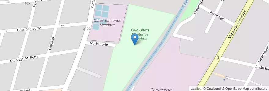 Mapa de ubicacion de Club Obras Sanitarias Mendoza en 阿根廷, 智利, Mendoza, Godoy Cruz, Departamento Godoy Cruz, Distrito Las Tortugas.