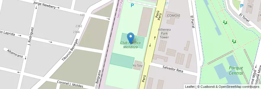 Mapa de ubicacion de Club Pacífico Mendoza en Argentina, Chile, Mendoza, Departamento Capital, Ciudad De Mendoza.