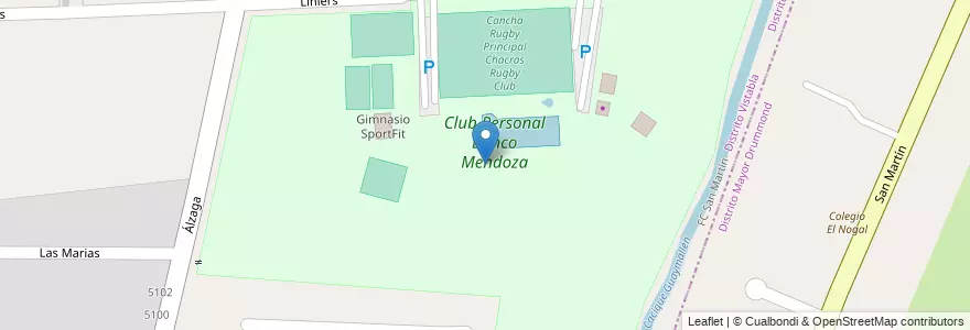 Mapa de ubicacion de Club Personal Banco Mendoza en الأرجنتين, تشيلي, Mendoza, Departamento Luján De Cuyo, Luján De Cuyo, Distrito Vistabla.