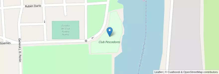 Mapa de ubicacion de Club Pescadores en アルゼンチン, エントレ・リオス州, Departamento Gualeguaychú, Gualeguaychú, Gualeguaychú, Distrito Costa Uruguay Sur.