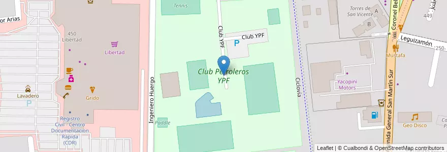 Mapa de ubicacion de Club Petroleros YPF en Аргентина, Чили, Мендоса, Godoy Cruz, Departamento Godoy Cruz, Distrito Ciudad De Godoy Cruz.