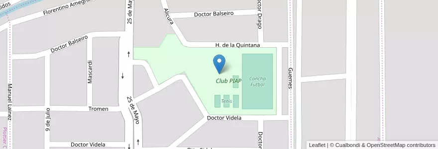 Mapa de ubicacion de Club PIAP en Argentine, Chili, Province De Neuquén, Departamento Confluencia, Municipio De Plottier, Plottier.