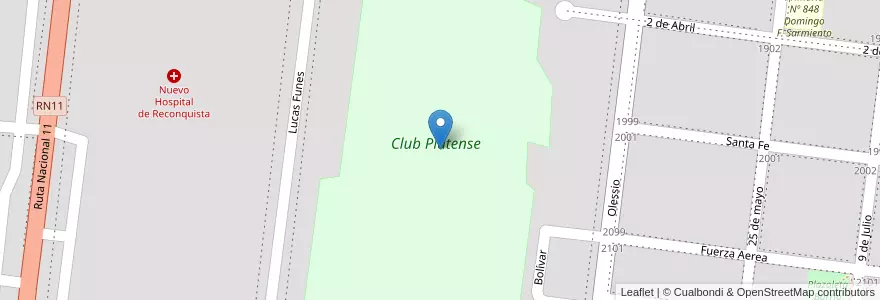 Mapa de ubicacion de Club Platense en Argentine, Santa Fe, Departamento General Obligado, Municipio De Reconquista, Reconquista.