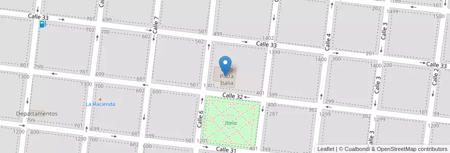 Mapa de ubicacion de Club Plaza Italia en 阿根廷, 布宜诺斯艾利斯省, Partido De Veinticinco De Mayo, Veinticinco De Mayo.