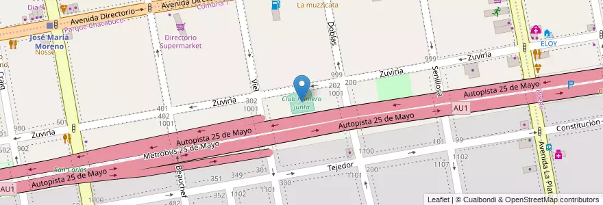 Mapa de ubicacion de Club Primera Junta, Parque Chacabuco en 아르헨티나, Ciudad Autónoma De Buenos Aires, 부에노스아이레스.