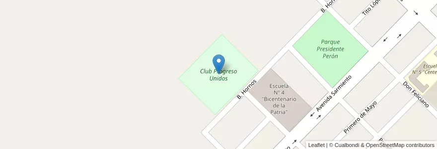 Mapa de ubicacion de Club Progreso Unidos en アルゼンチン, エントレ・リオス州, Departamento San Salvador, Distrito Arroyo Grande, San Salvador.