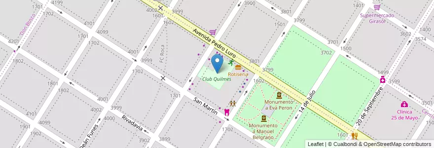 Mapa de ubicacion de Club Quilmes en アルゼンチン, ブエノスアイレス州, Partido De General Pueyrredón, Mar Del Plata.