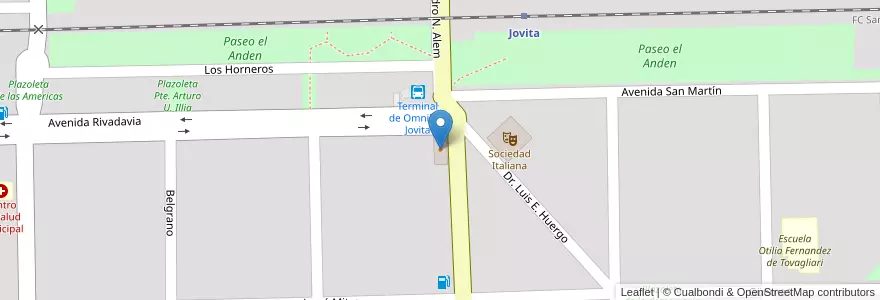 Mapa de ubicacion de Club Recreativo en آرژانتین, Córdoba, Departamento General Roca, Pedanía Italó, Municipio De Jovita, Jovita.
