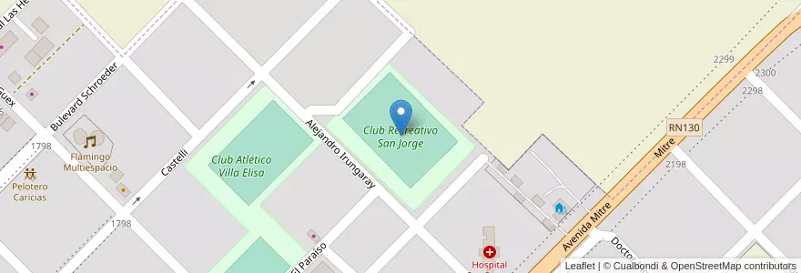 Mapa de ubicacion de Club Recreativo San Jorge en Argentinië, Entre Ríos, Departamento Colón, Distrito Segundo, Villa Elisa, Villa Elisa.