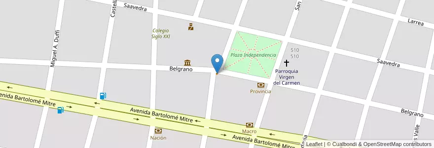 Mapa de ubicacion de Club Recreativo en アルゼンチン, ブエノスアイレス州, Partido De Carmen De Areco, Carmen De Areco.