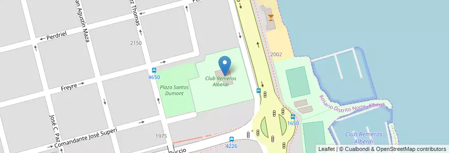 Mapa de ubicacion de Club Remeros Alberdi en الأرجنتين, سانتا في, Departamento Rosario, Municipio De Rosario, روساريو.