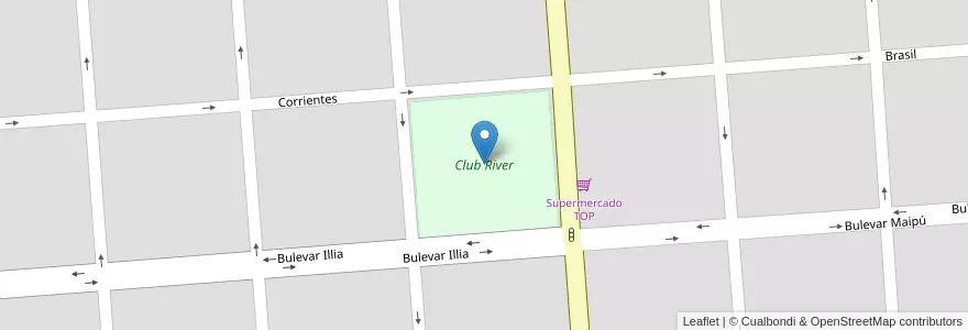 Mapa de ubicacion de Club River en Argentinië, Córdoba, Departamento Unión, Pedanía Bell Ville, Municipio De Bell Ville, Bell Ville.