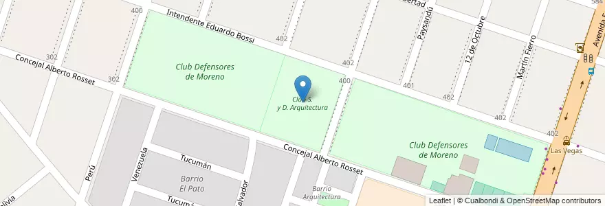 Mapa de ubicacion de Club S. y D. Arquitectura en Argentinië, Buenos Aires, Partido De Moreno, Moreno.